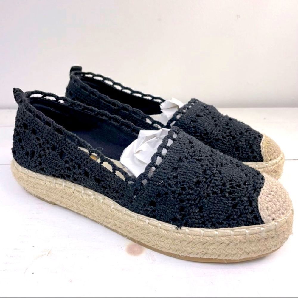 Bonnibel black crochet espadrilles 5.5 slip on